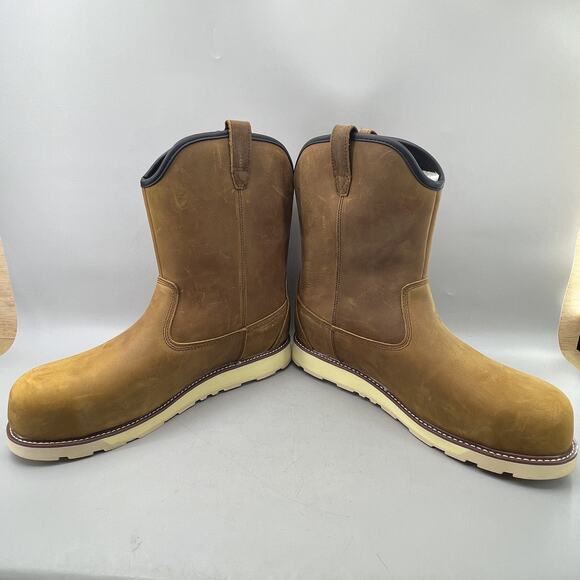 BRUNT Bolduc Boots Mens Size 12 Brown Pull On Work Safety Toe Wedge Shoes NEW - Picture 5 of 8